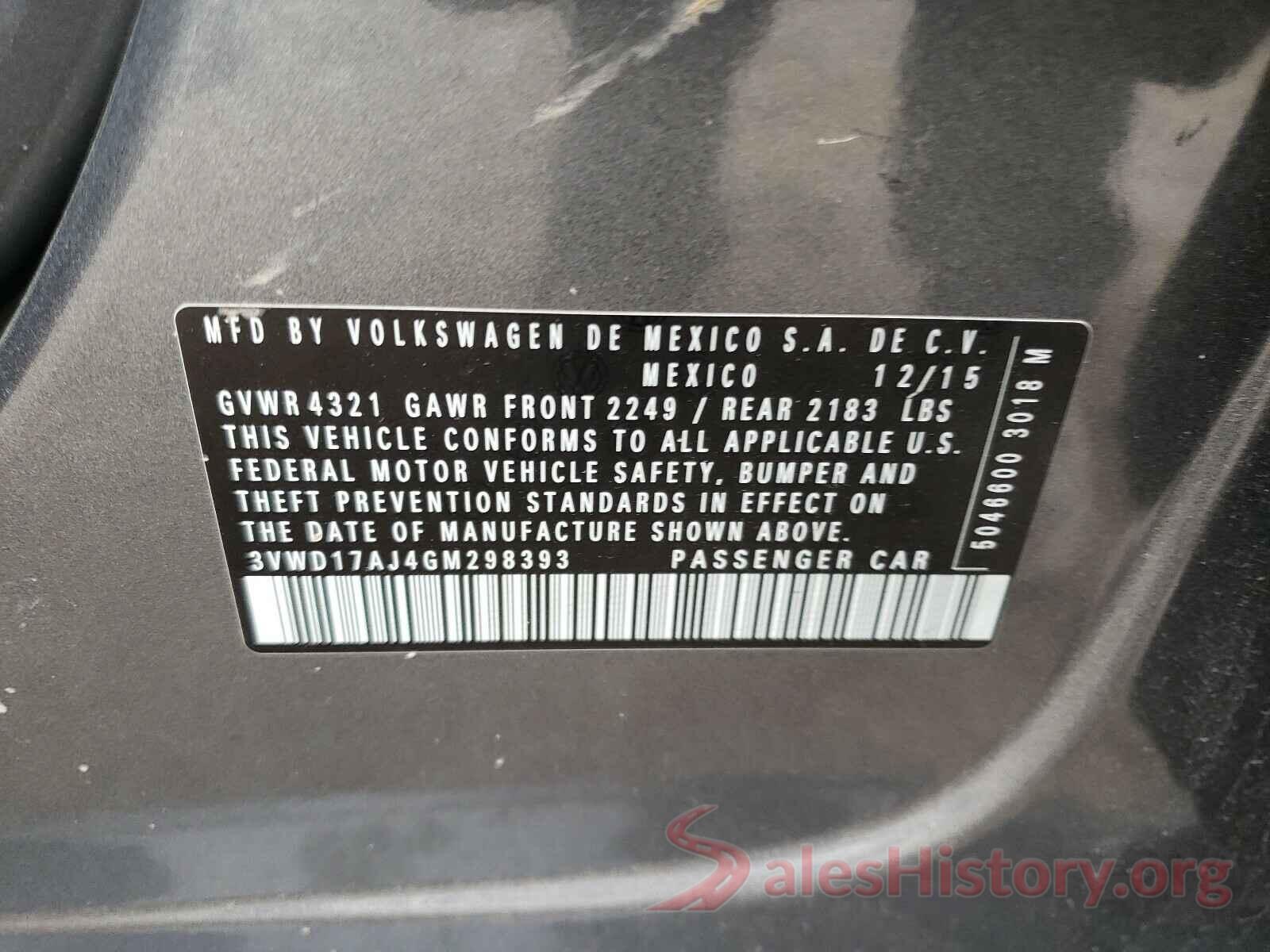 3VWD17AJ4GM298393 2016 VOLKSWAGEN JETTA