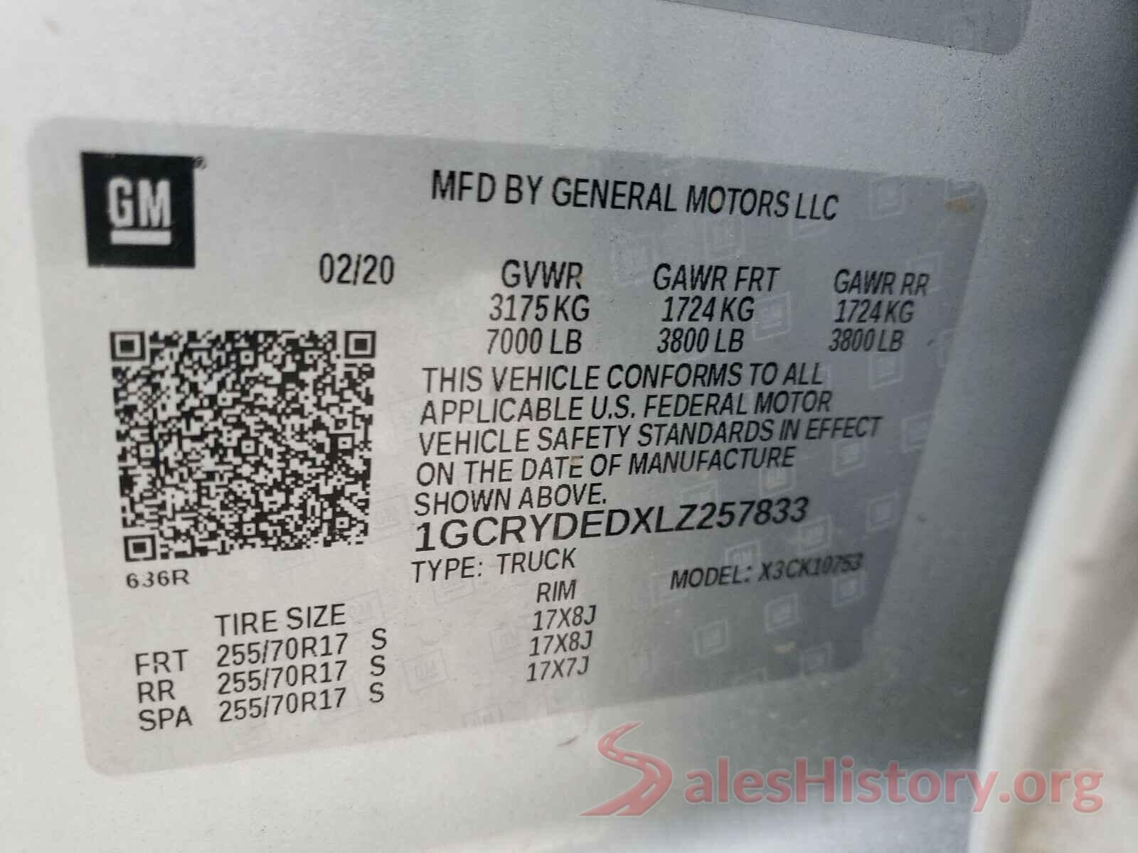 1GCRYDEDXLZ257833 2020 CHEVROLET SILVERADO