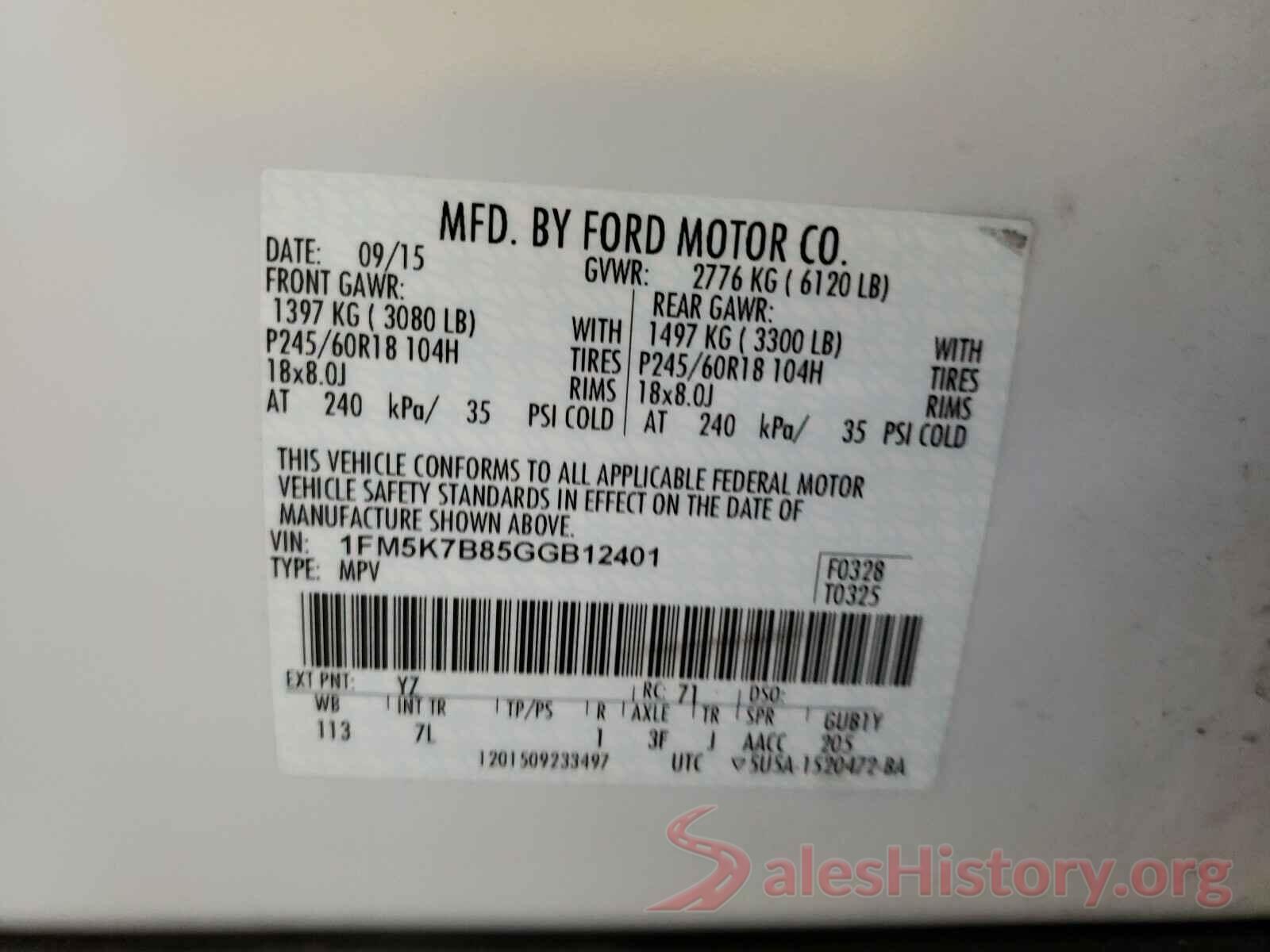 1FM5K7B85GGB12401 2016 FORD EXPLORER