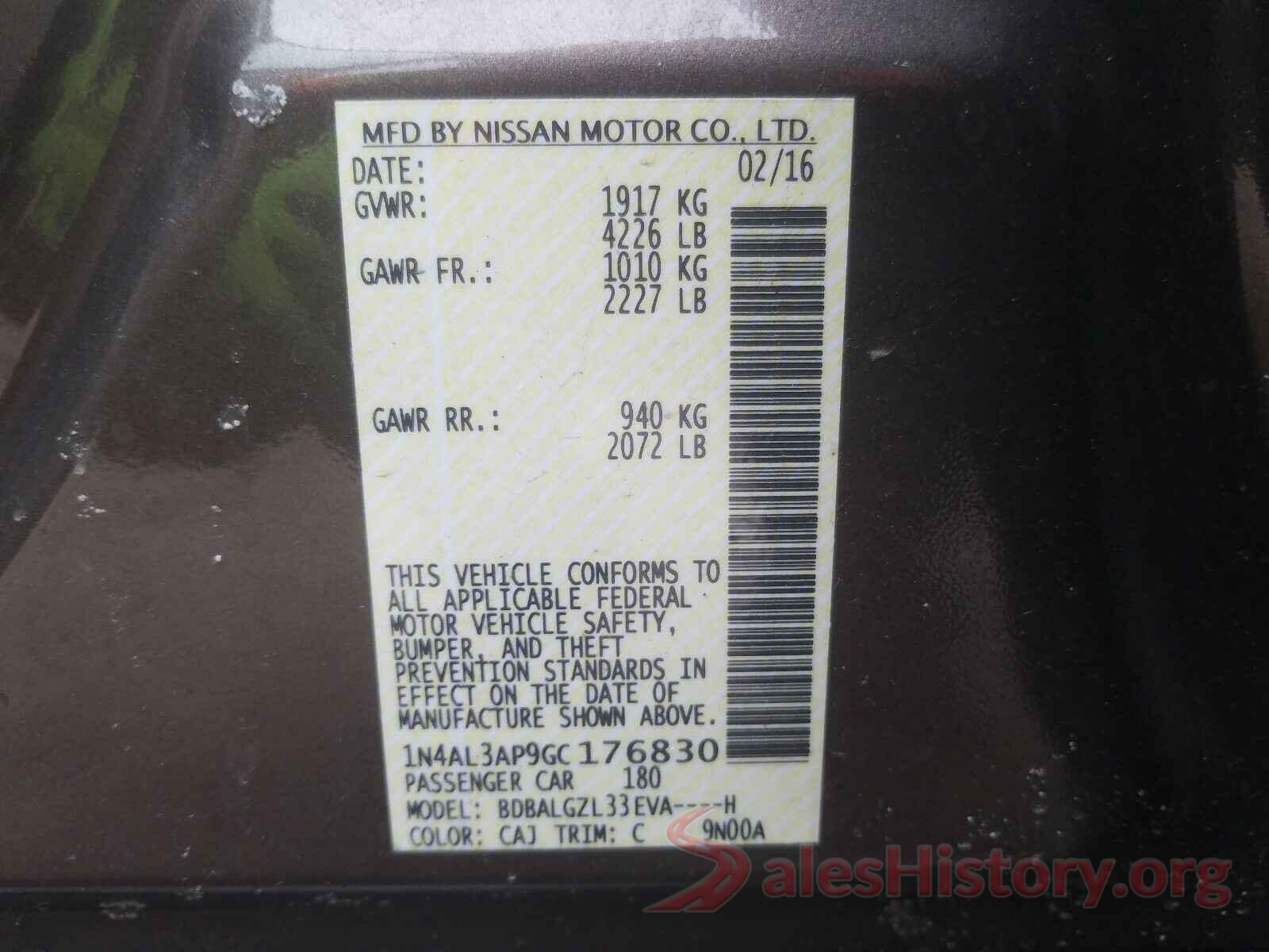 1N4AL3AP9GC176830 2016 NISSAN ALTIMA