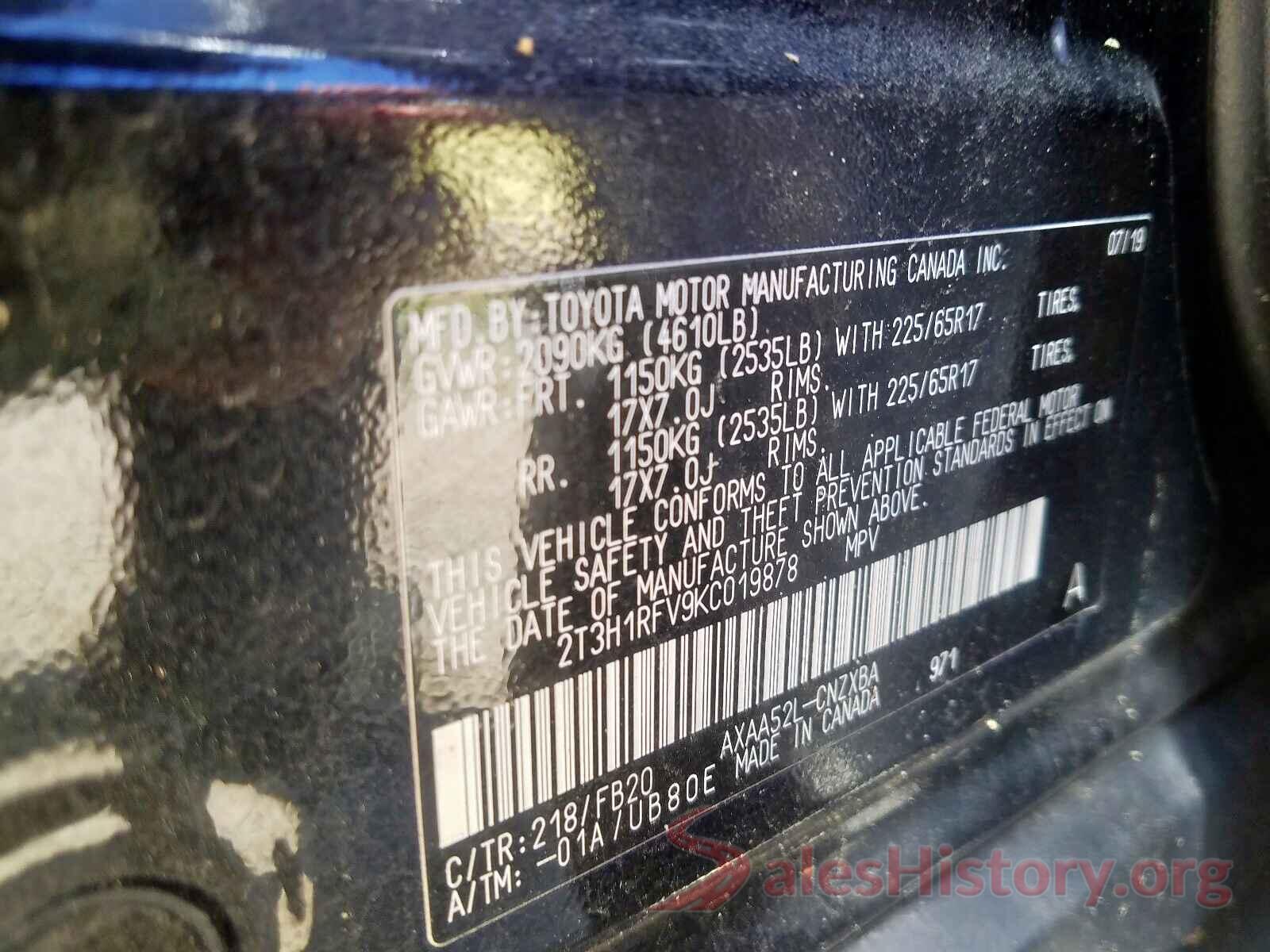 2T3H1RFV9KC019878 2019 TOYOTA RAV4