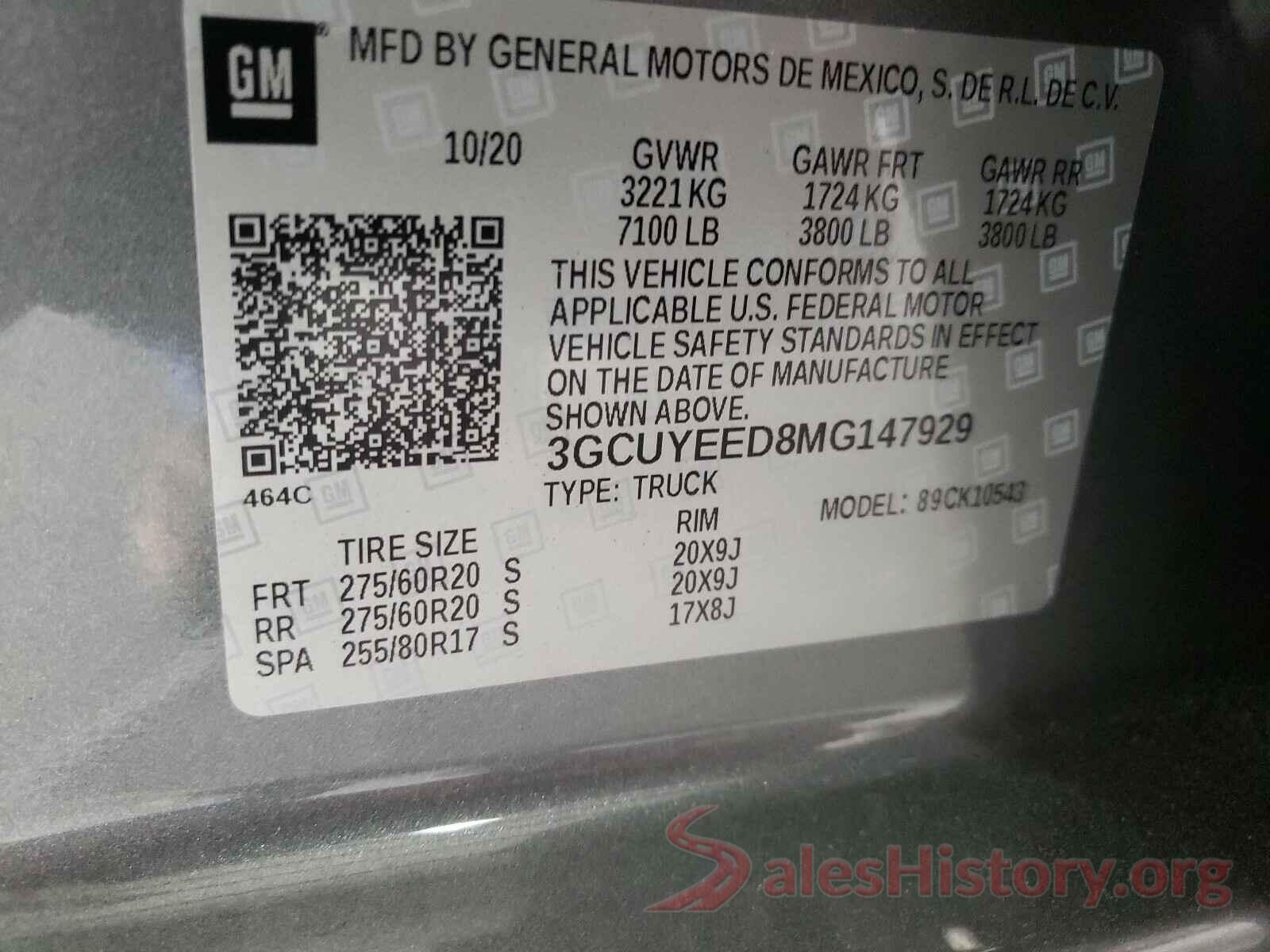 3GCUYEED8MG147929 2021 CHEVROLET SILVERADO