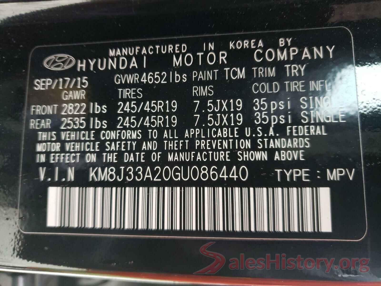 KM8J33A20GU086440 2016 HYUNDAI TUCSON