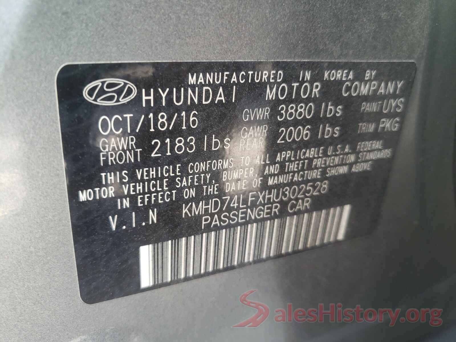 KMHD74LFXHU302528 2017 HYUNDAI ELANTRA