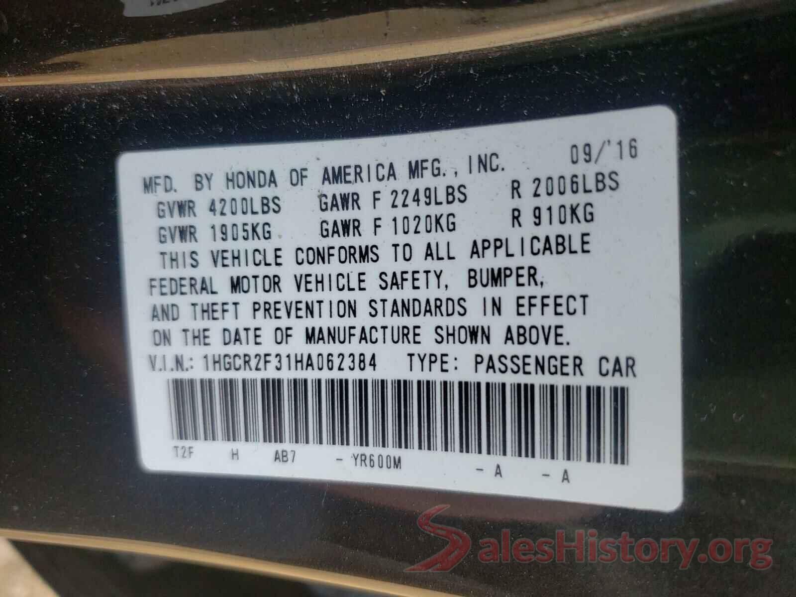 1HGCR2F31HA062384 2017 HONDA ACCORD