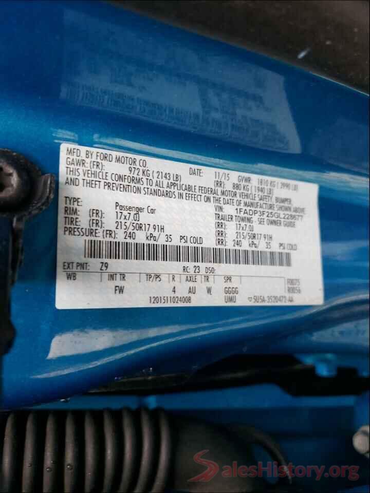 1FADP3F25GL228677 2016 FORD FOCUS