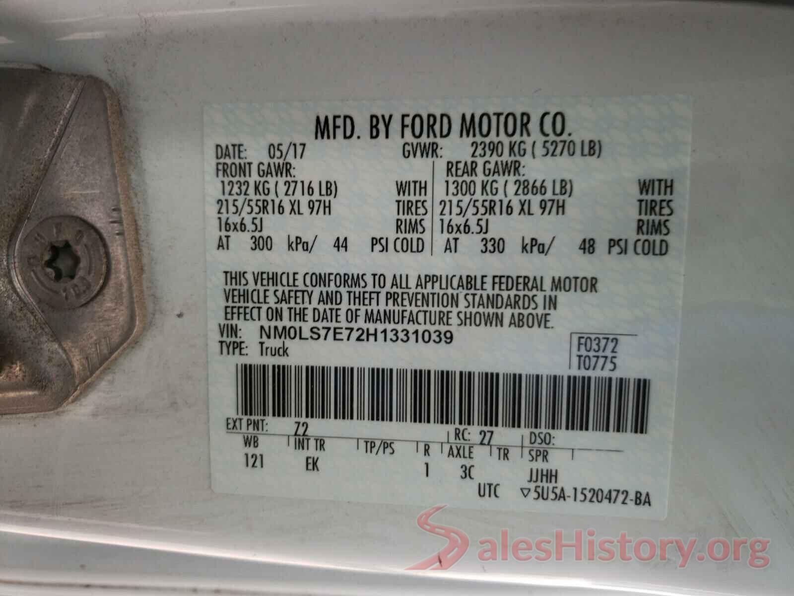 NM0LS7E72H1331039 2017 FORD TRANSIT CO