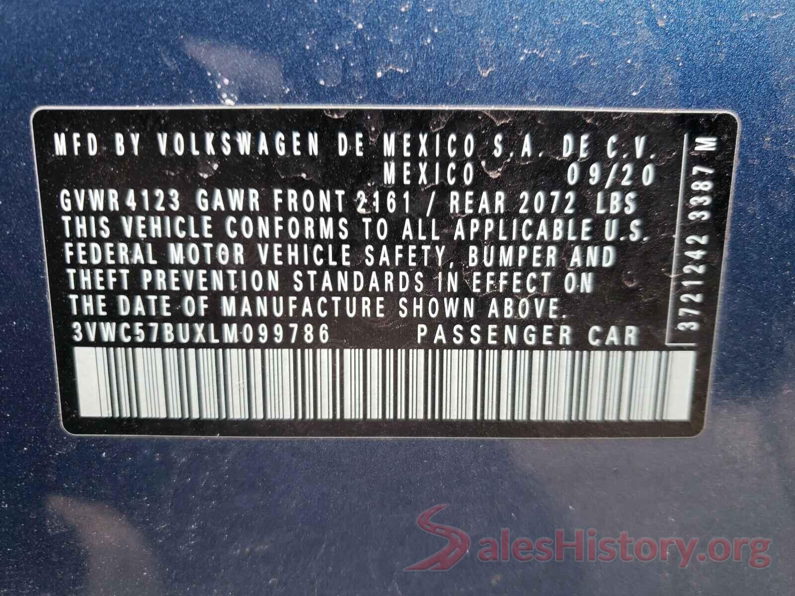 3VWC57BUXLM099786 2020 VOLKSWAGEN JETTA