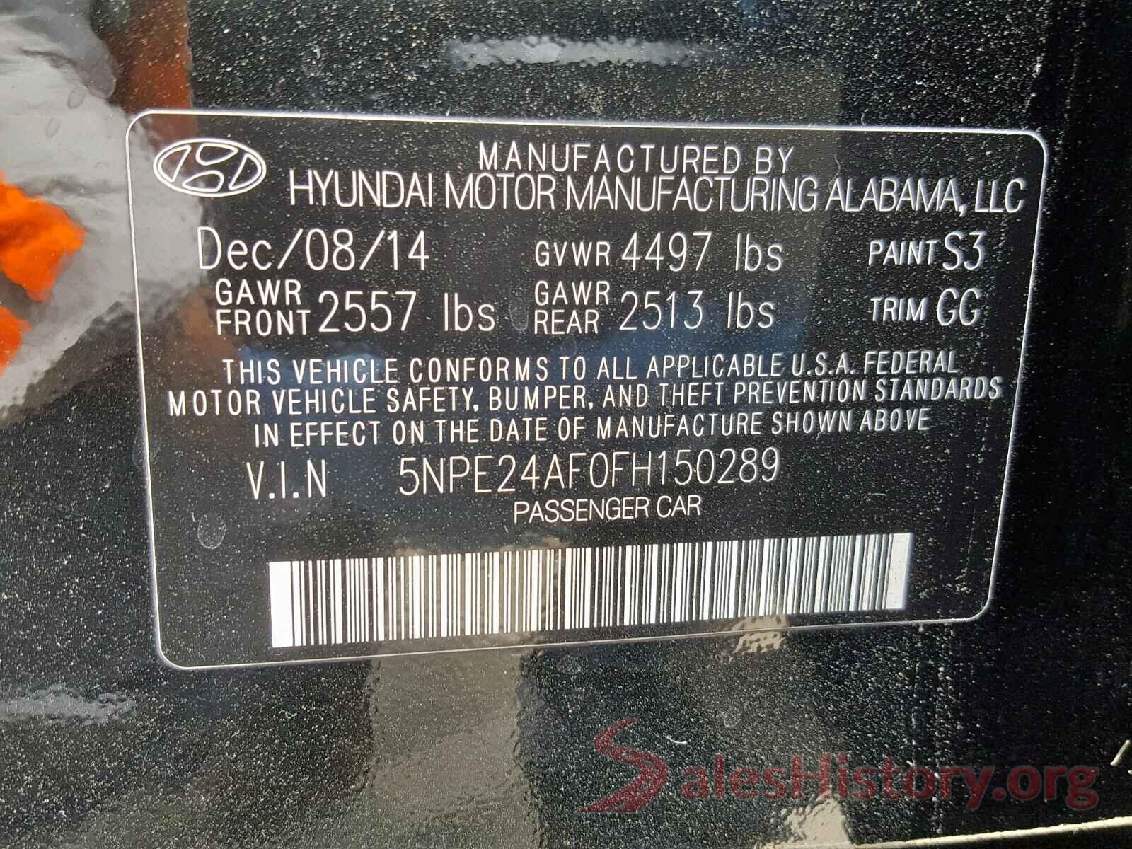 5NPE24AF0FH150289 2015 HYUNDAI SONATA