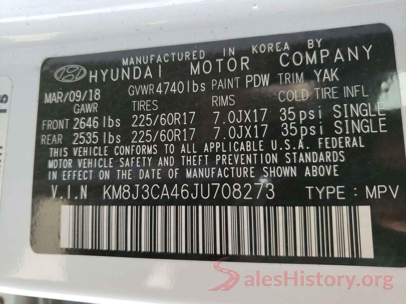 KM8J3CA46JU708273 2018 HYUNDAI TUCSON