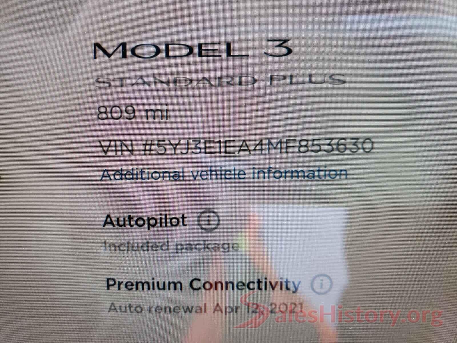 5YJ3E1EA4MF853630 2021 TESLA MODEL 3