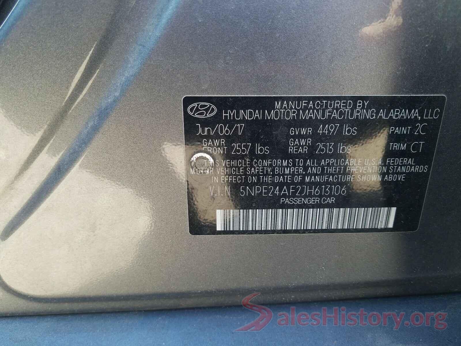 5NPE24AF2JH613106 2018 HYUNDAI SONATA