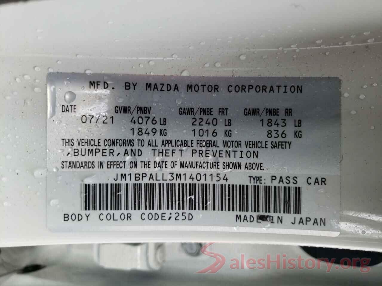 JM1BPALL3M1401154 2021 MAZDA 3