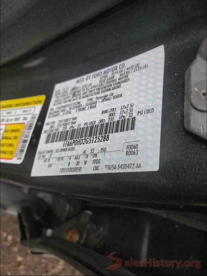 1FA6P0HD2G5125288 2016 FORD FUSION