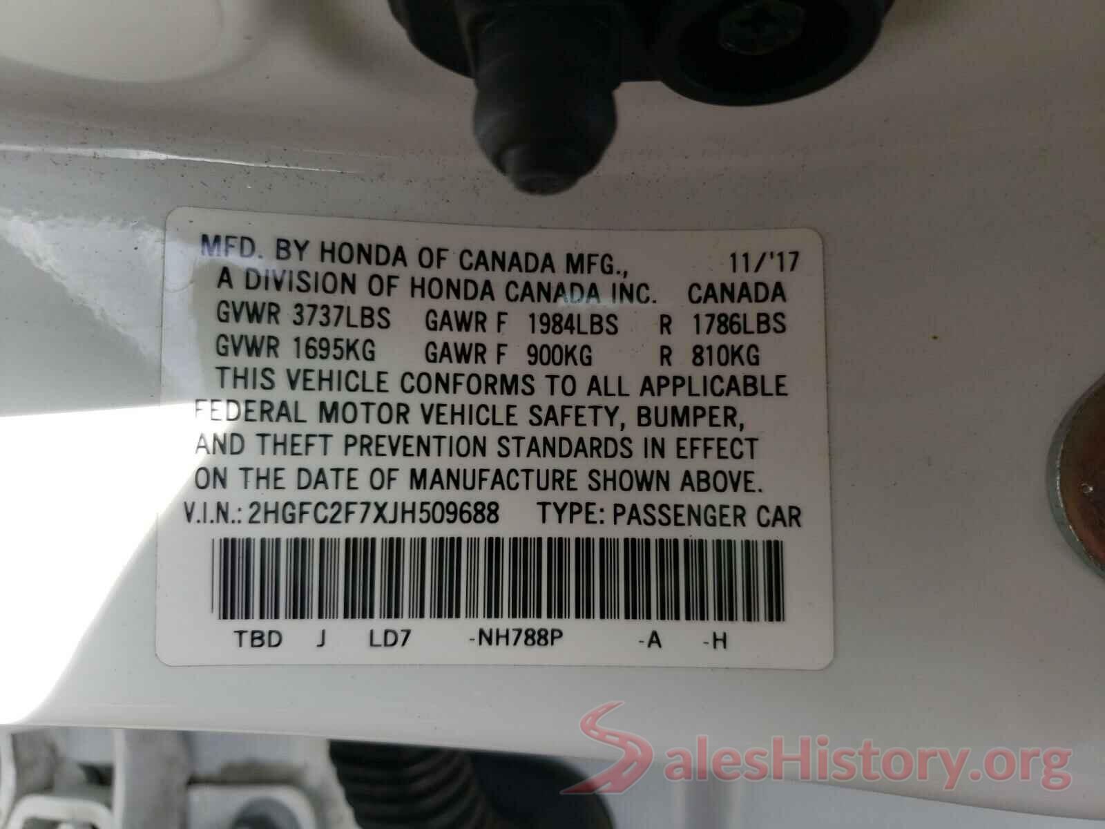 2HGFC2F7XJH509688 2018 HONDA CIVIC