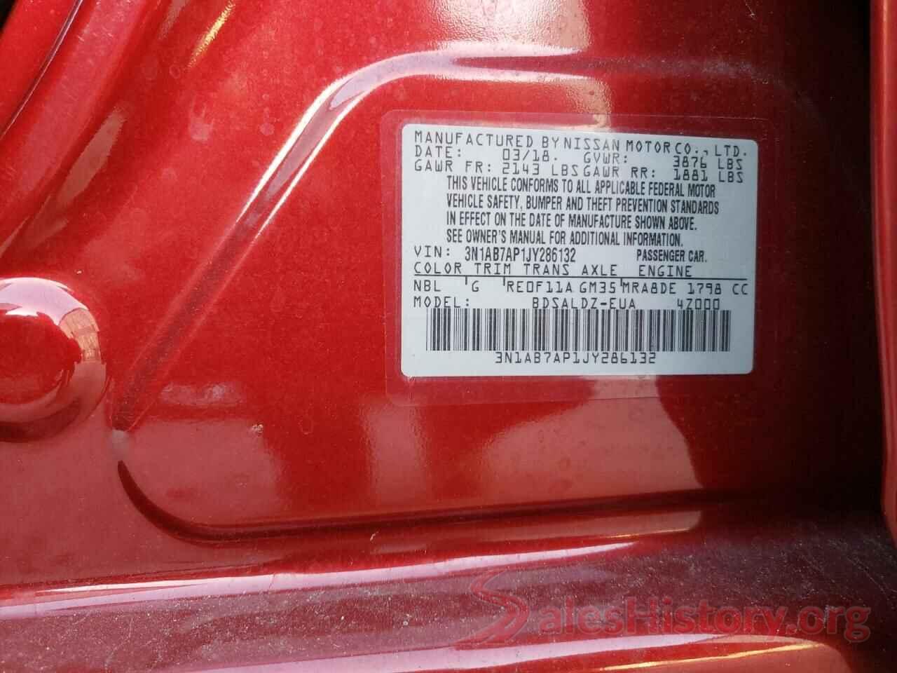 3N1AB7AP1JY286132 2018 NISSAN SENTRA