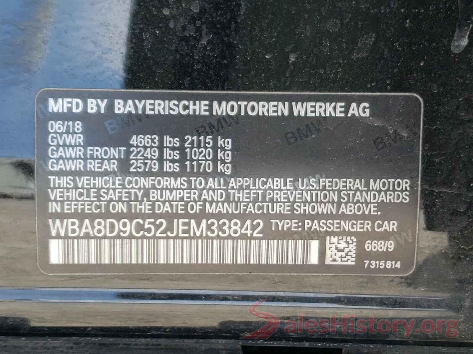 WBA8D9C52JEM33842 2018 BMW 3 SERIES