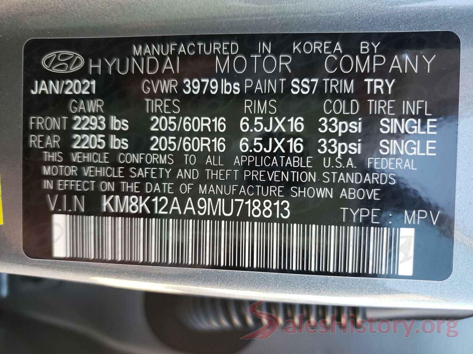 KM8K12AA9MU718813 2021 HYUNDAI KONA