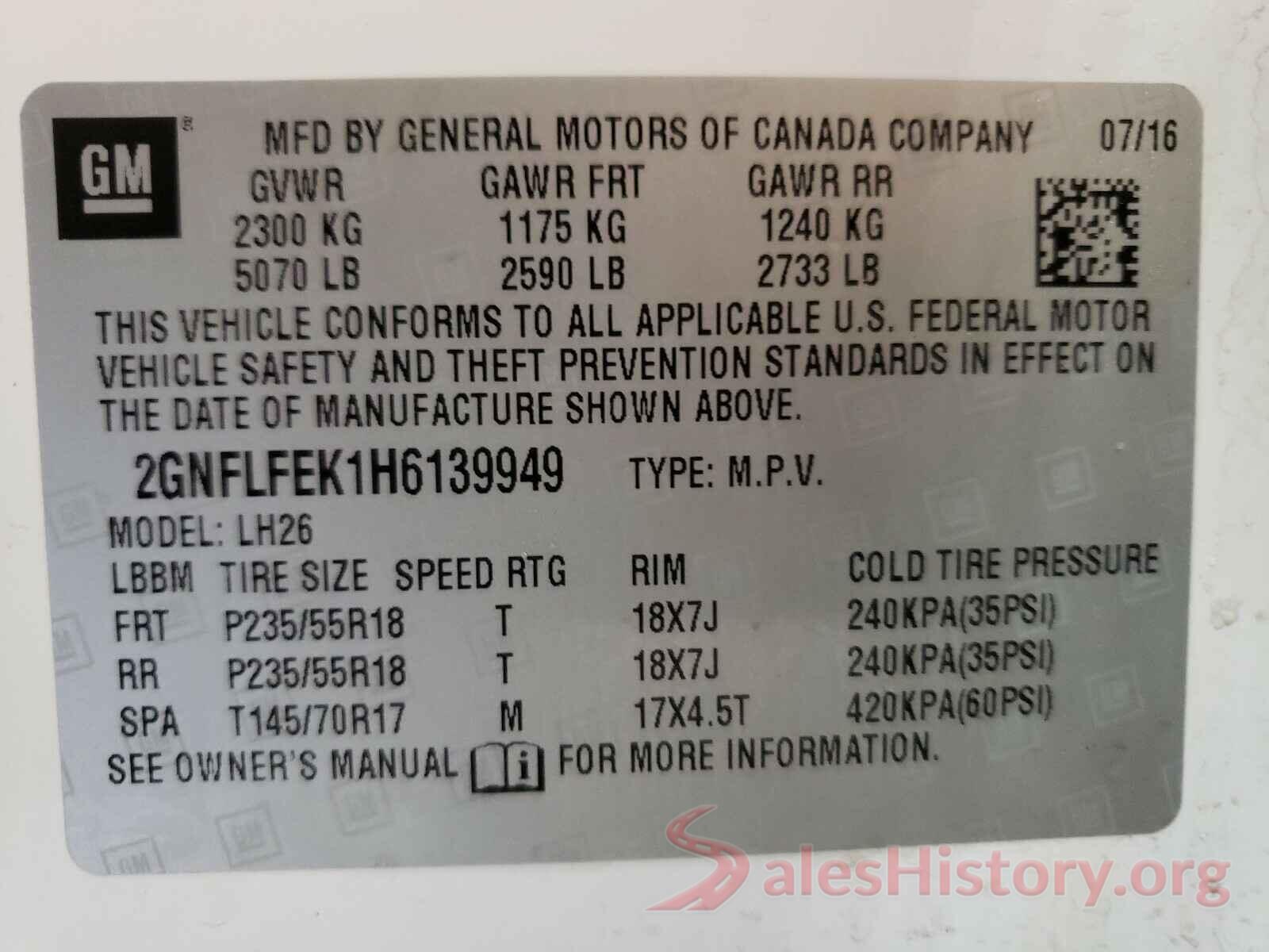 2GNFLFEK1H6139949 2017 CHEVROLET EQUINOX