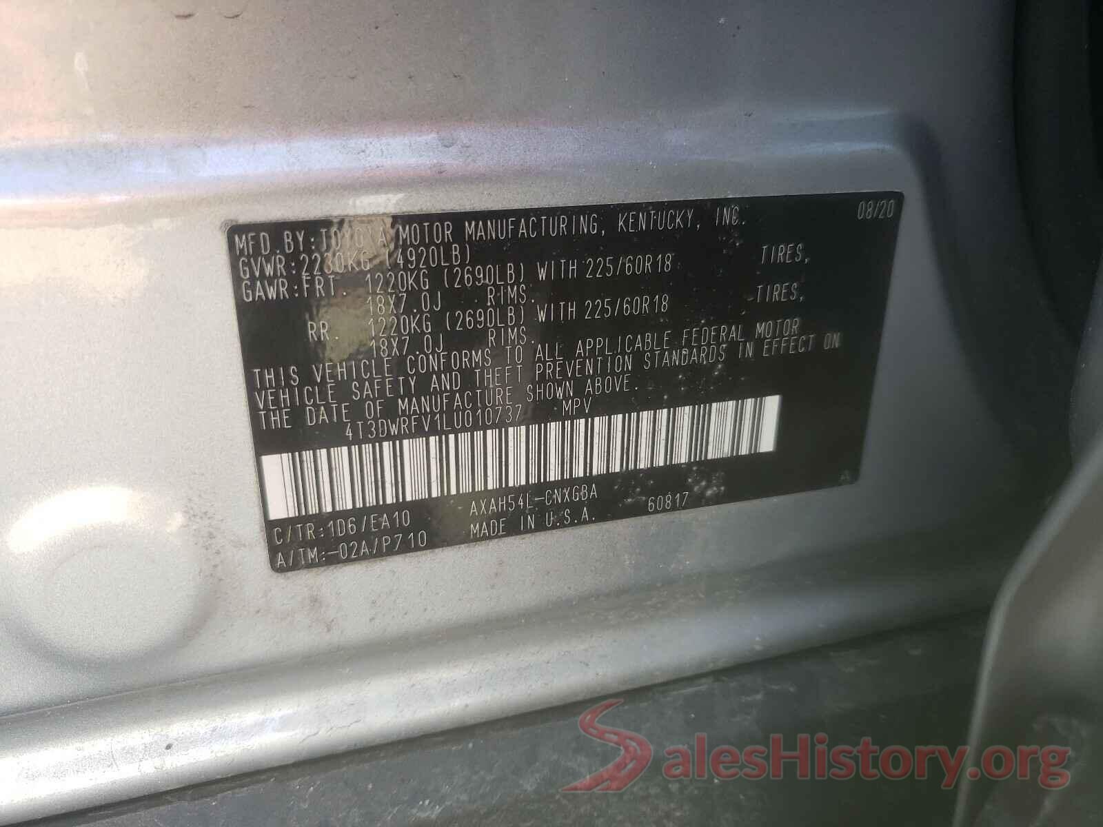 4T3DWRFV1LU010737 2020 TOYOTA RAV4