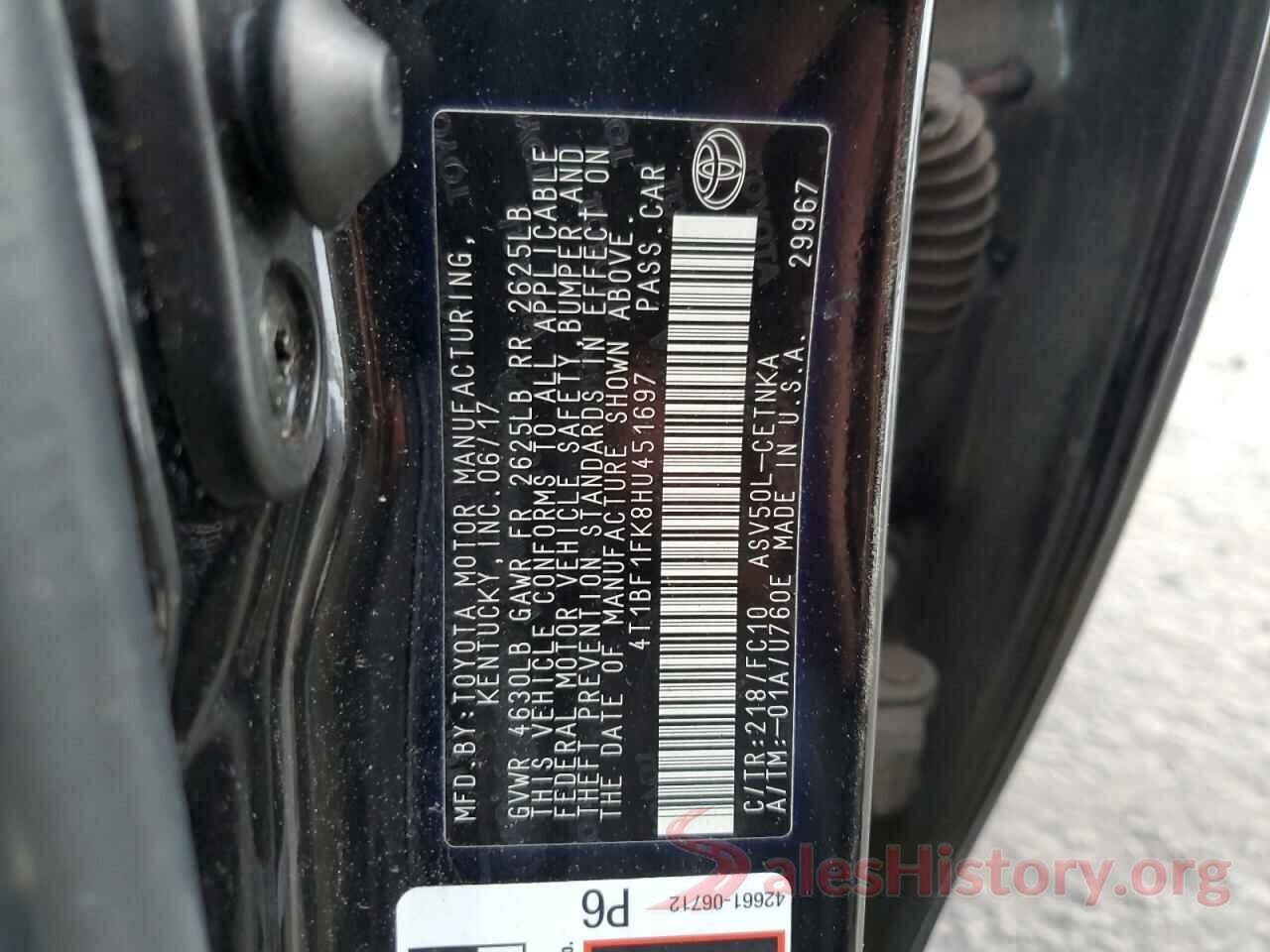 4T1BF1FK8HU451697 2017 TOYOTA CAMRY