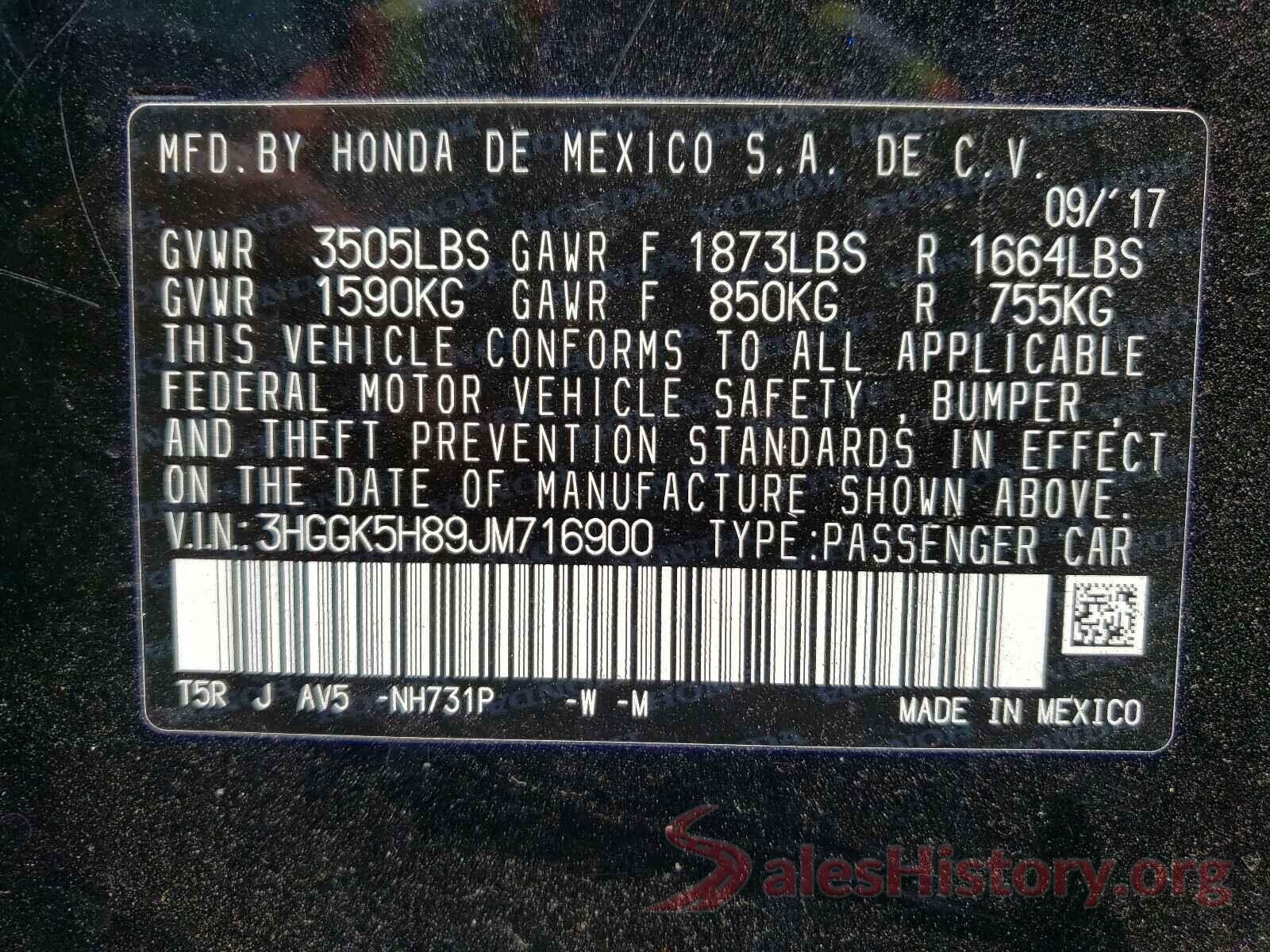 3HGGK5H89JM716900 2018 HONDA FIT