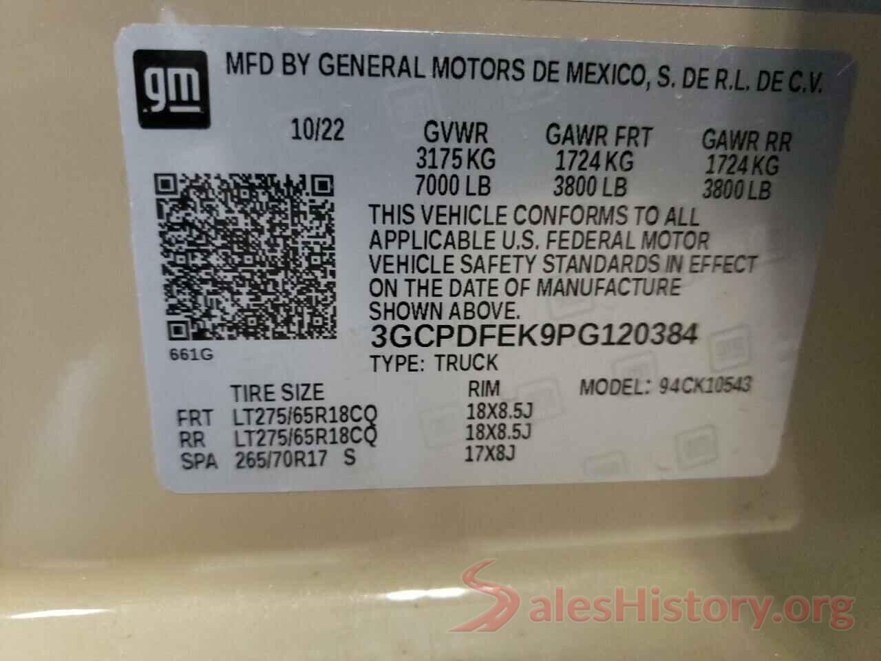 3GCPDFEK9PG120384 2023 CHEVROLET SILVERADO