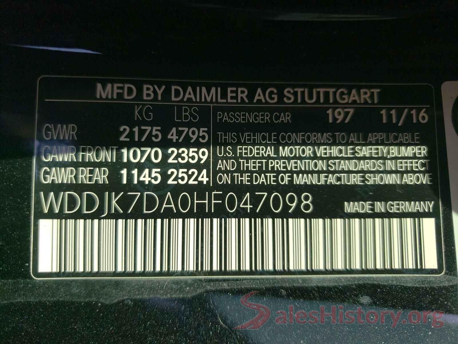 WDDJK7DA0HF047098 2017 MERCEDES-BENZ S CLASS