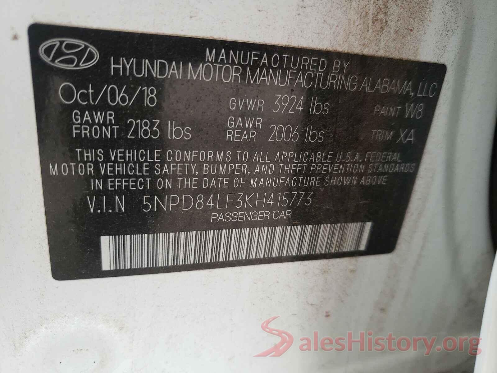 5NPD84LF3KH415773 2019 HYUNDAI ELANTRA