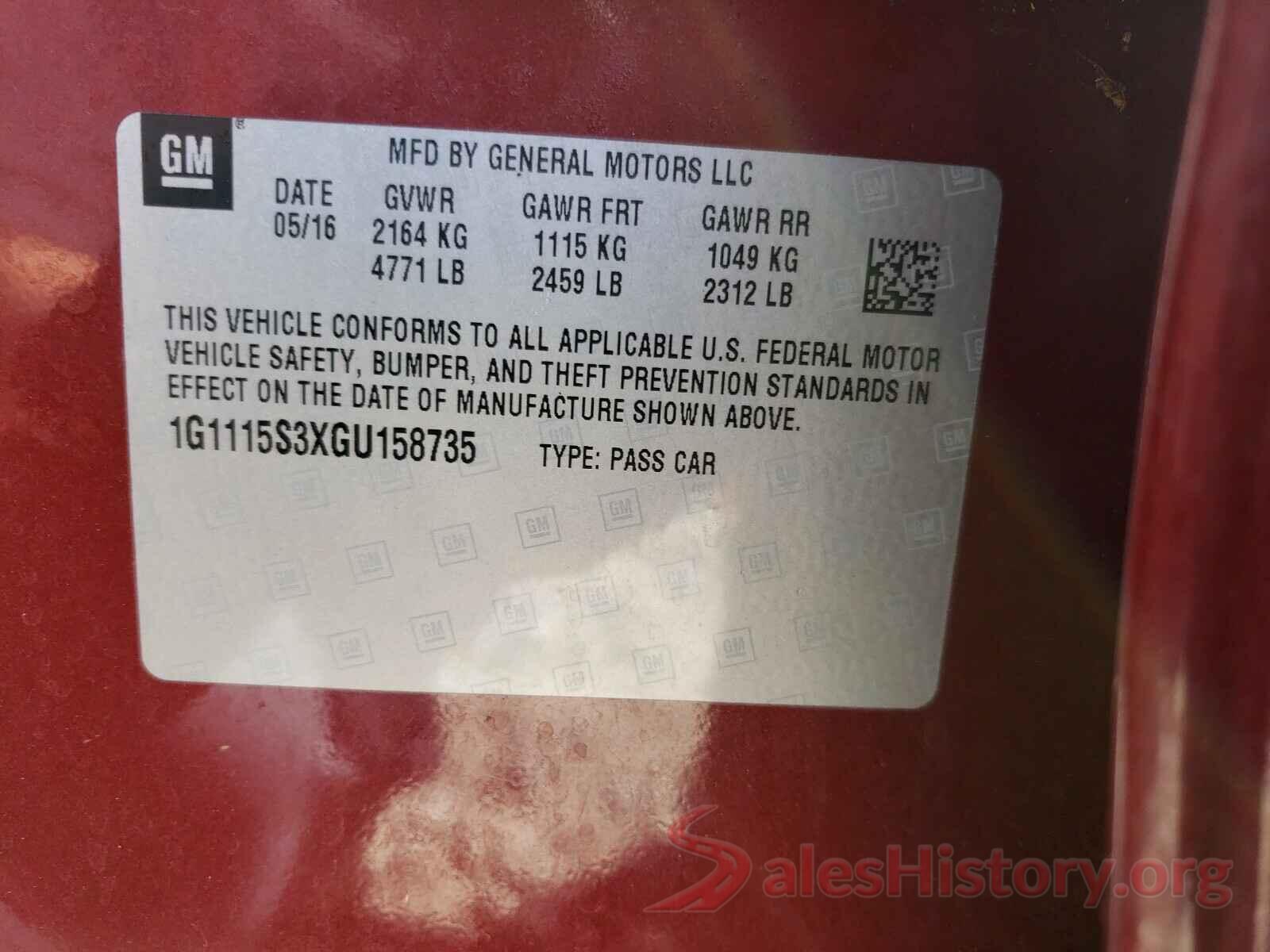 1G1115S3XGU158735 2016 CHEVROLET IMPALA