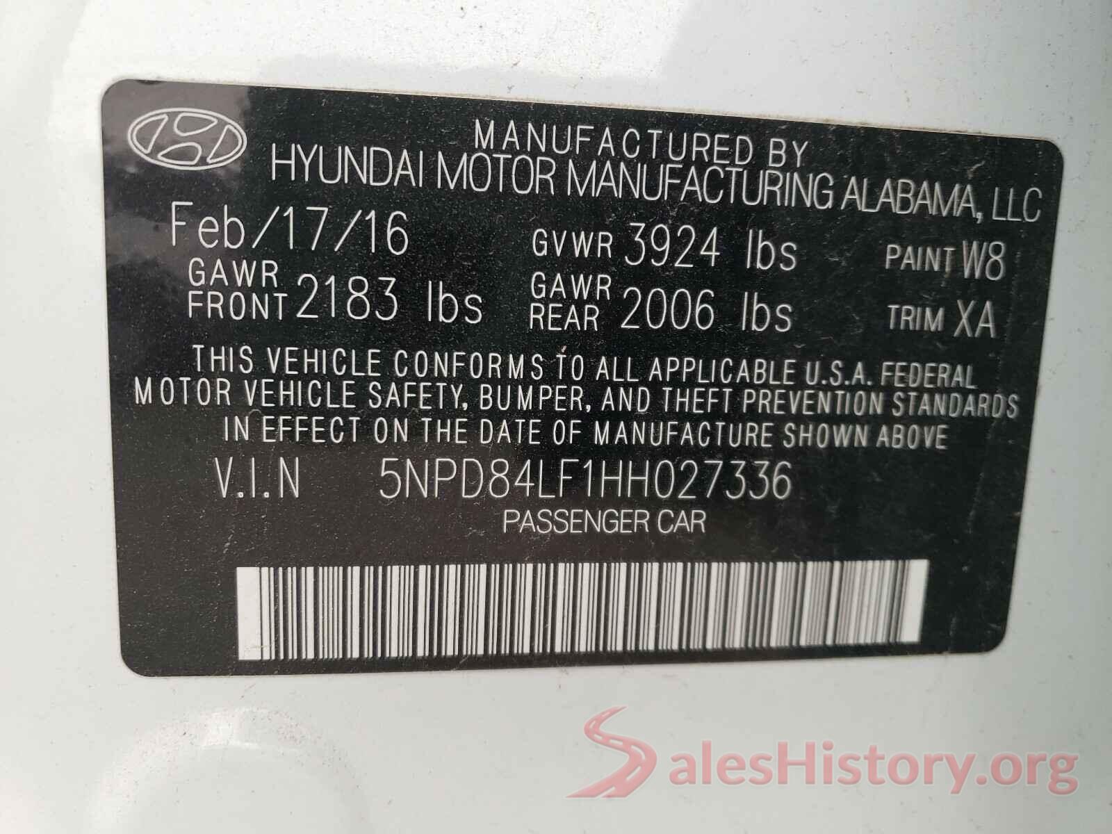 5NPD84LF1HH027336 2017 HYUNDAI ELANTRA