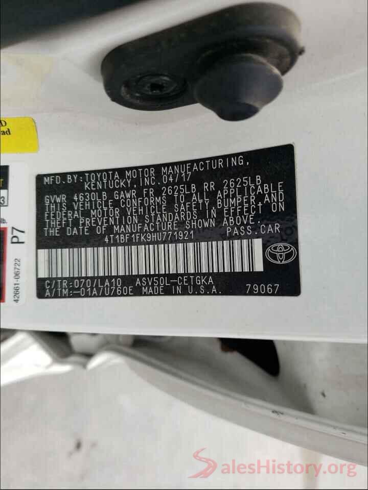 4T1BF1FK9HU771921 2017 TOYOTA CAMRY