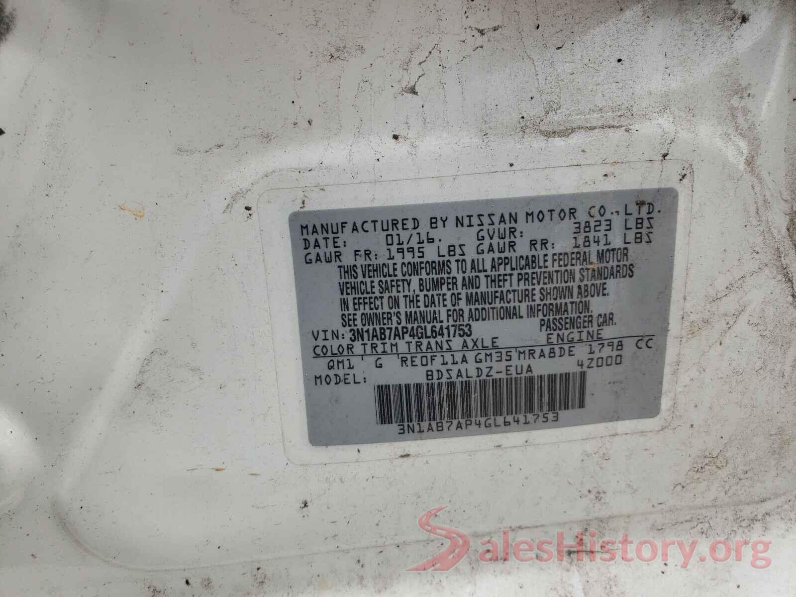 3N1AB7AP4GL641753 2016 NISSAN SENTRA