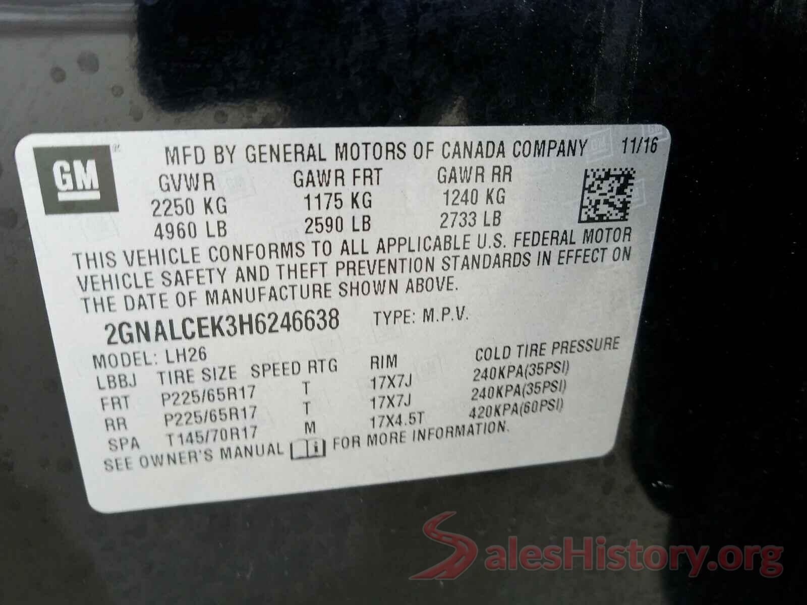 2GNALCEK3H6246638 2017 CHEVROLET EQUINOX