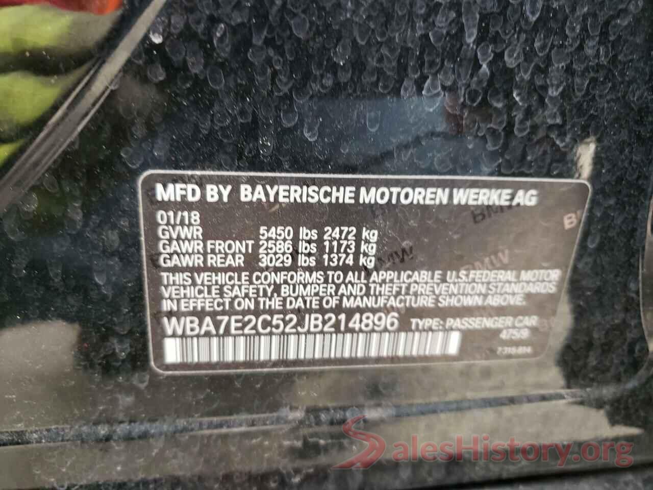 WBA7E2C52JB214896 2018 BMW 7 SERIES