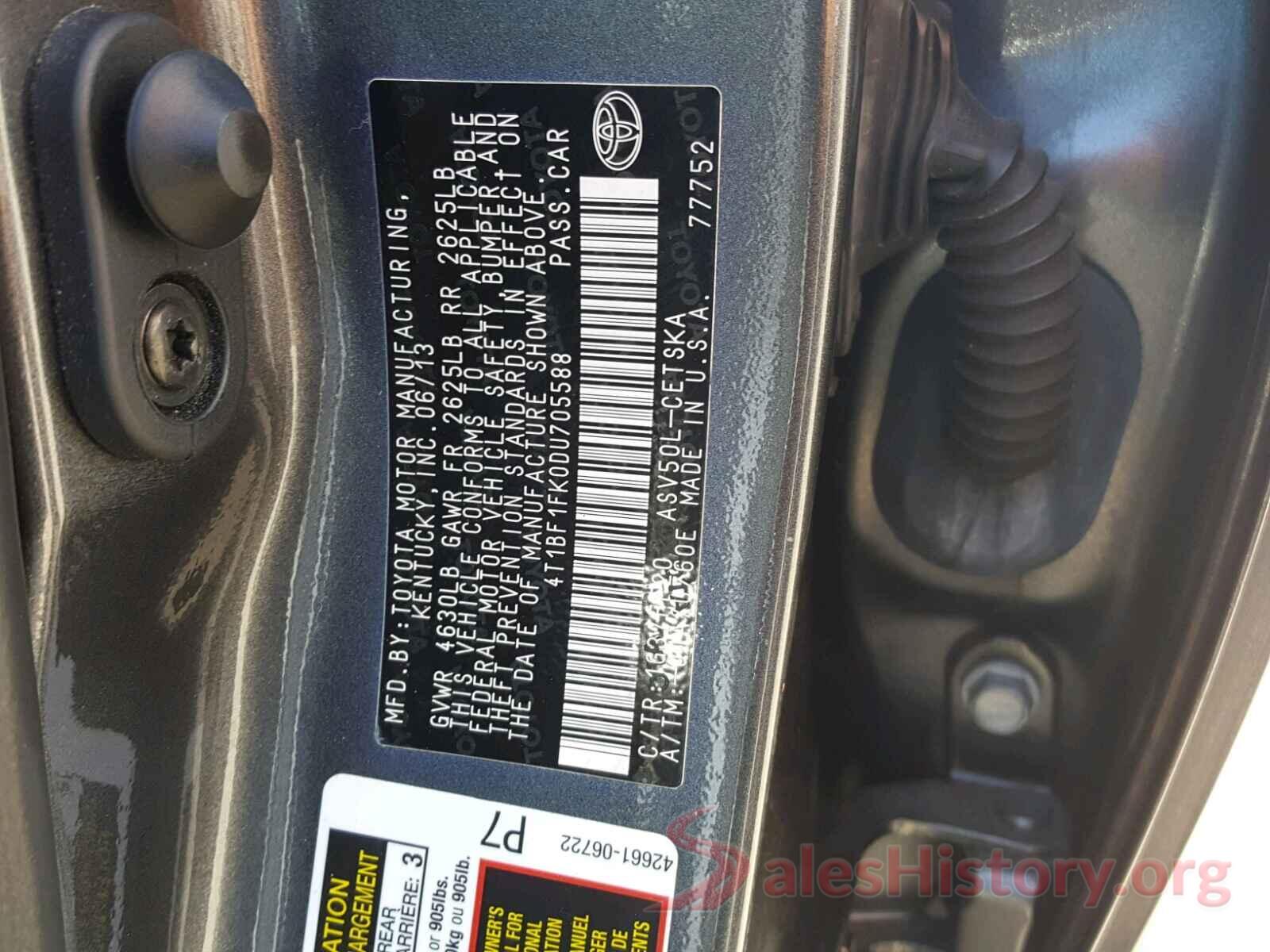 4T1BF1FK0DU705588 2013 TOYOTA CAMRY