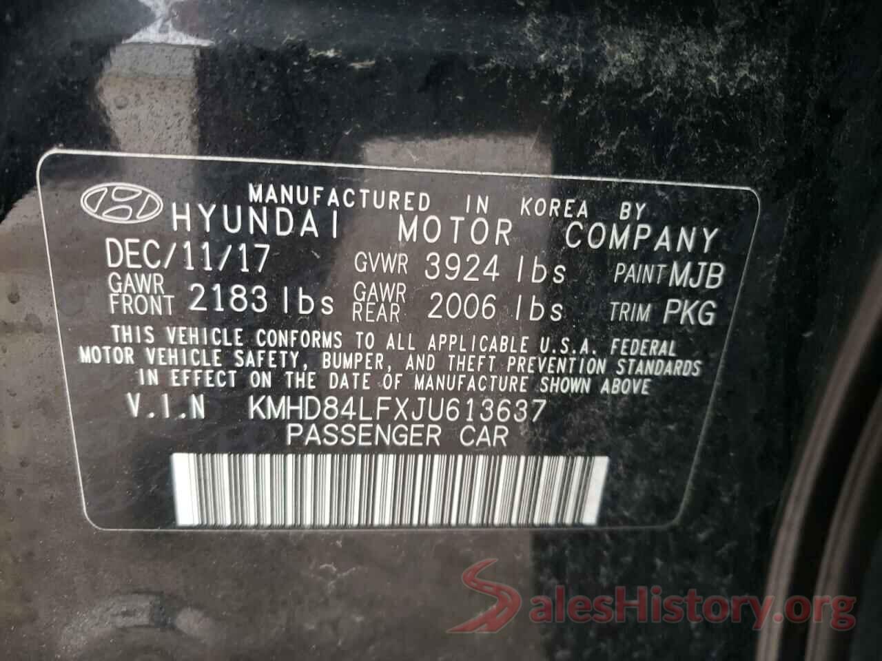 KMHD84LFXJU613637 2018 HYUNDAI ELANTRA