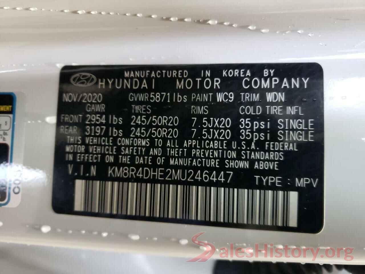 KM8R4DHE2MU246447 2021 HYUNDAI PALISADE