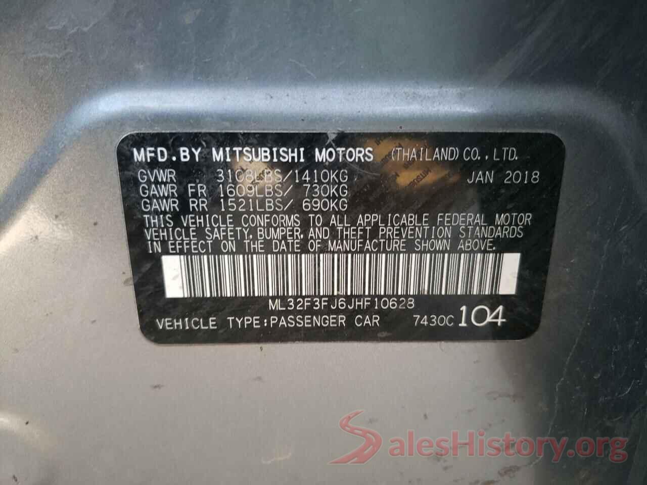 ML32F3FJ6JHF10628 2018 MITSUBISHI MIRAGE