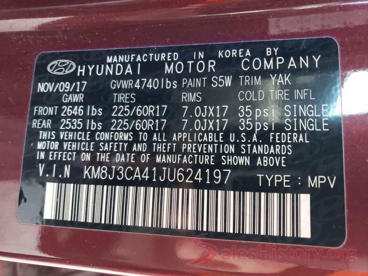 KM8J3CA41JU624197 2018 HYUNDAI TUCSON