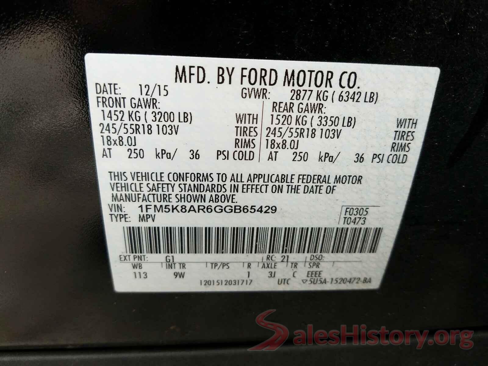 1FM5K8AR6GGB65429 2016 FORD EXPLORER