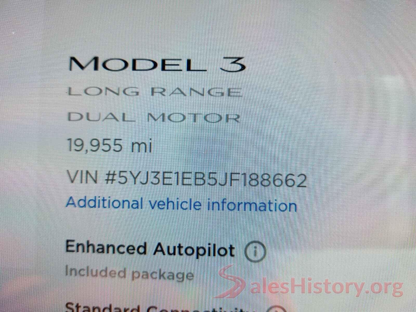 5YJ3E1EB5JF188662 2018 TESLA MODEL 3