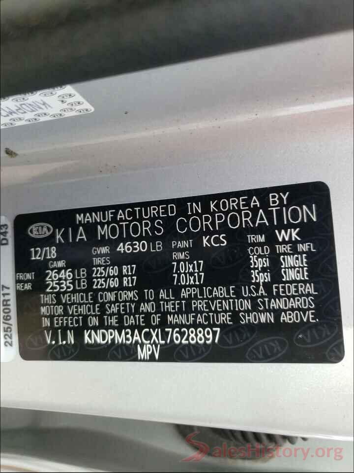 KNDPM3ACXL7628897 2020 KIA SPORTAGE