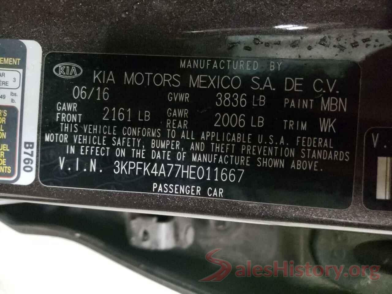 3KPFK4A77HE011667 2017 KIA FORTE