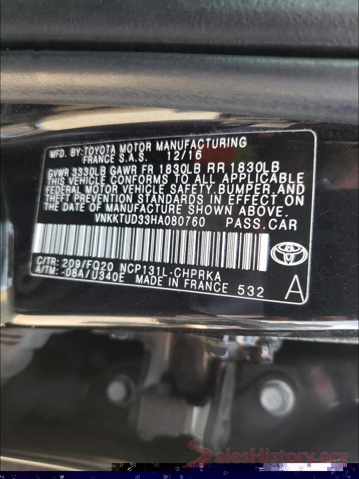 VNKKTUD33HA080760 2017 TOYOTA YARIS