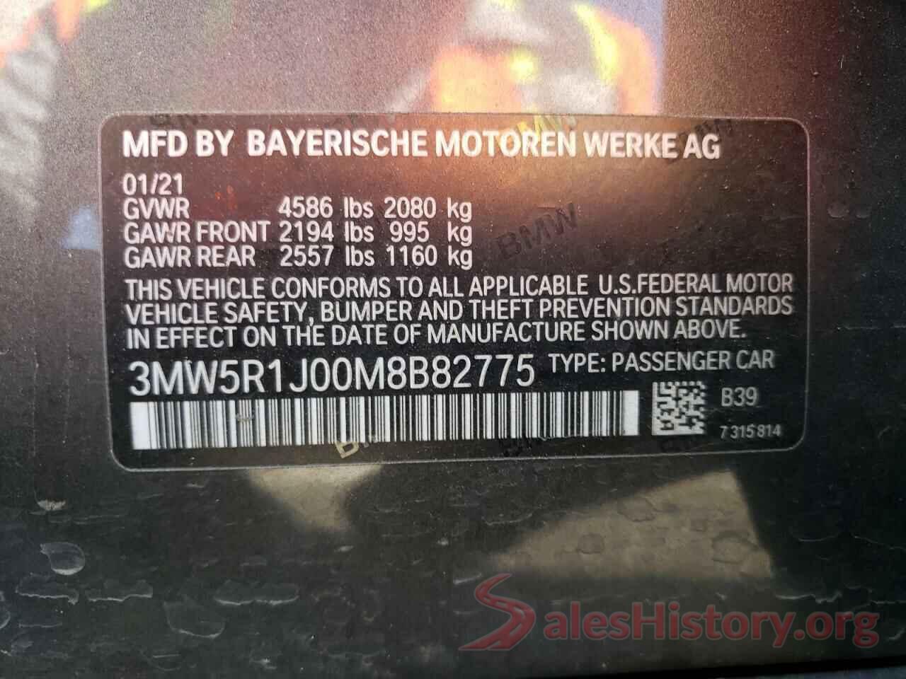 3MW5R1J00M8B82775 2021 BMW 3 SERIES