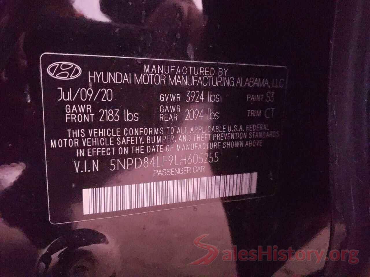 5NPD84LF9LH605255 2020 HYUNDAI ELANTRA