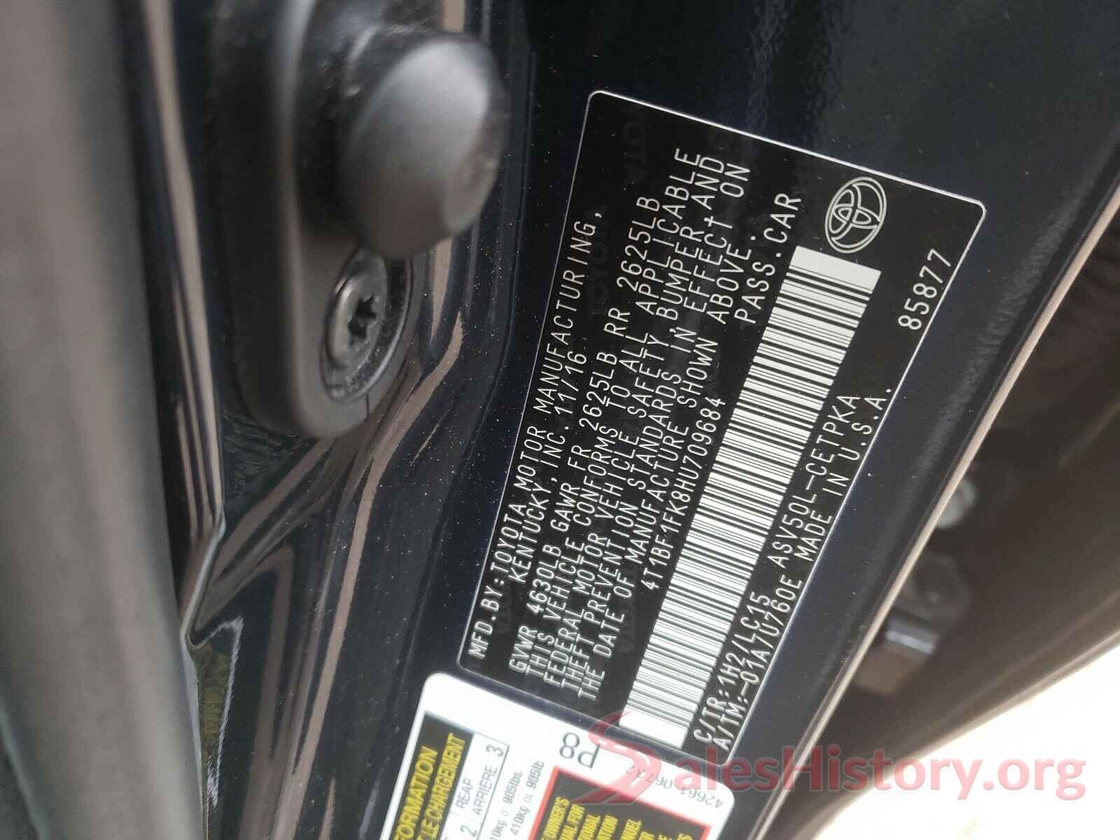 4T1BF1FK8HU709684 2017 TOYOTA CAMRY