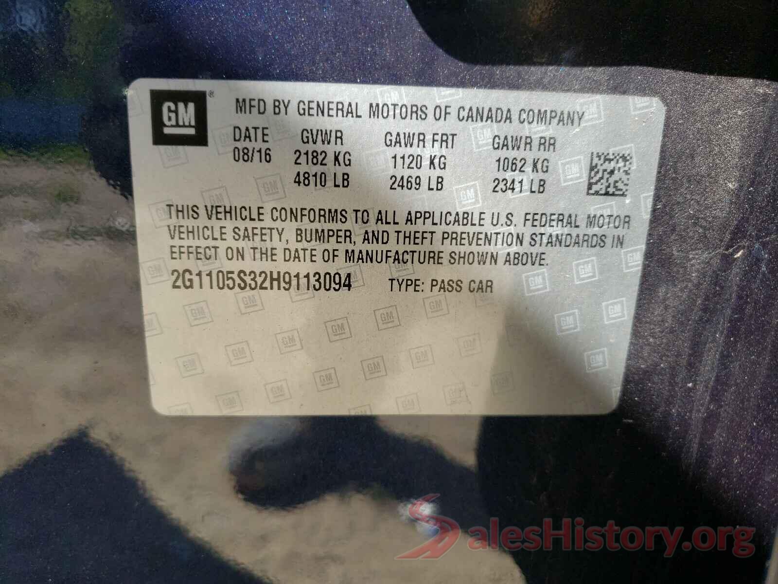 2G1105S32H9113094 2017 CHEVROLET IMPALA