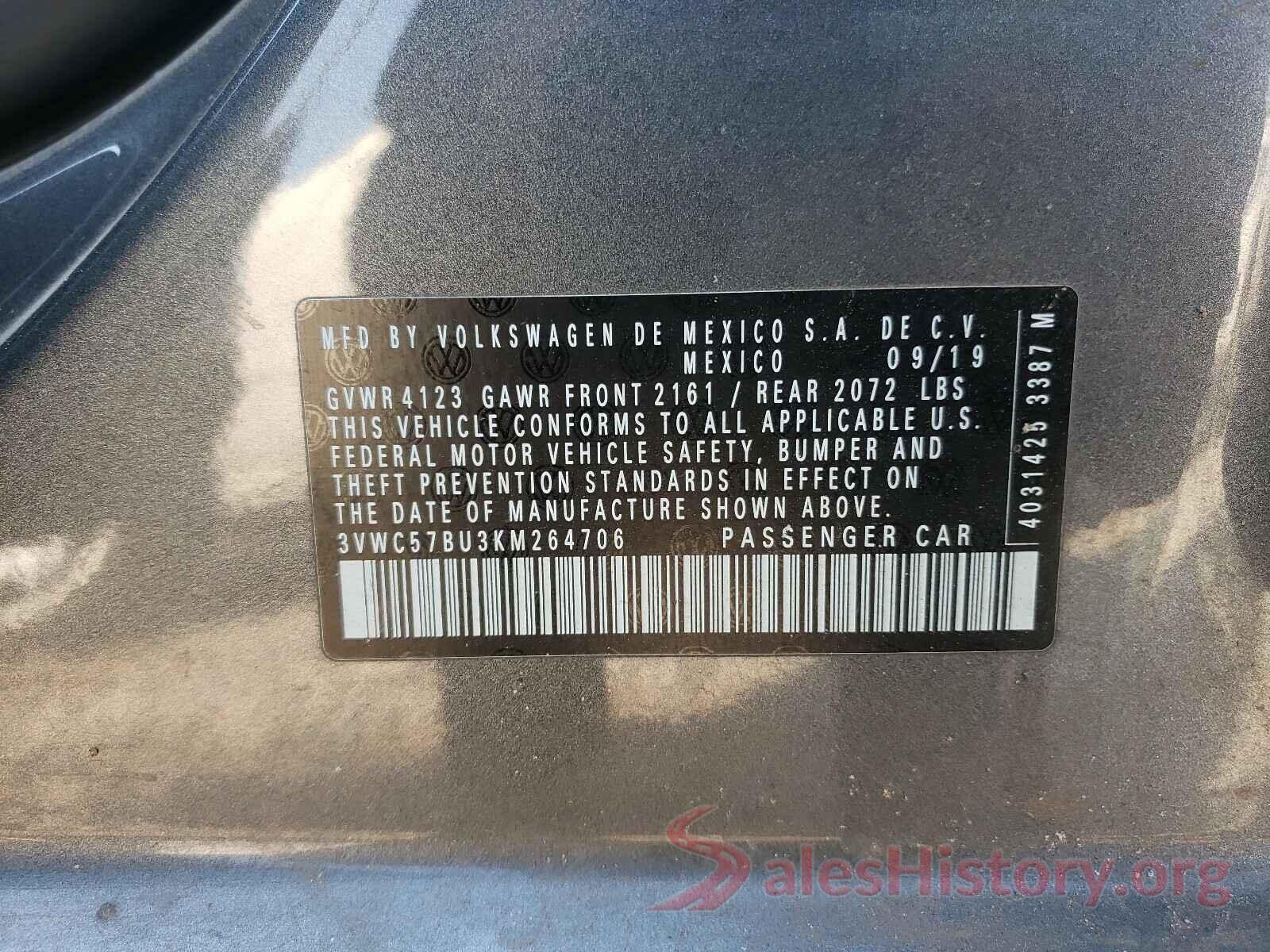 3VWC57BU3KM264706 2019 VOLKSWAGEN JETTA